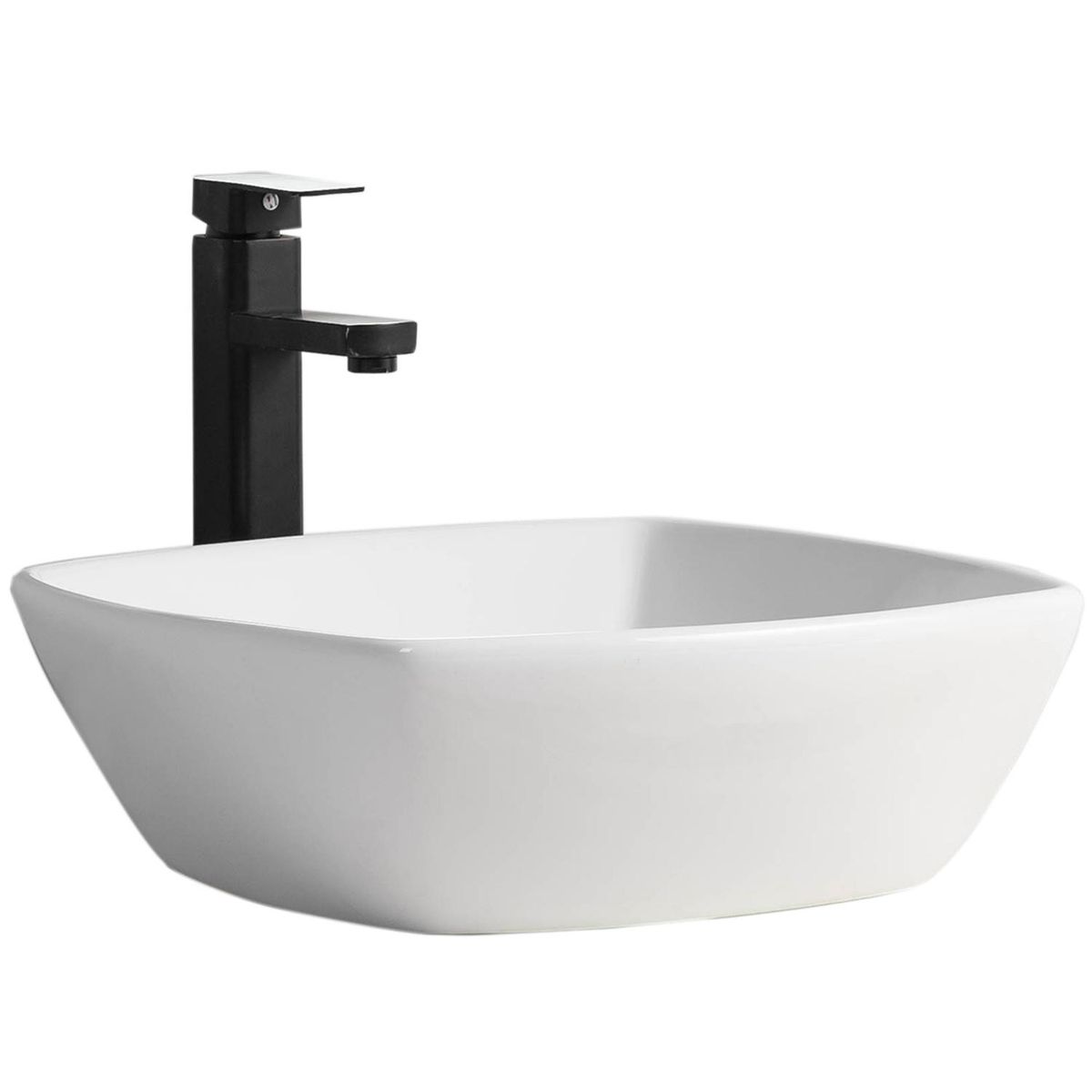 DOMSA - Lavamanos Sobrepuesto Forma Cuadrada Loza 42x13x42 cm Blanco