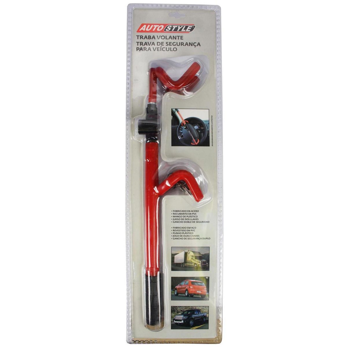 AUTOSTYLE - Seguro Volante Antirrobo Autostyle para Auto Mayor Seguridad