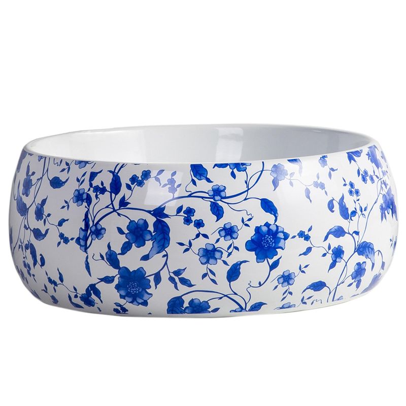 DOMSA - Lavamanos Sobrepuesto con Forma Redonda Loza 40x15.5x40 cm Blanco/Azul