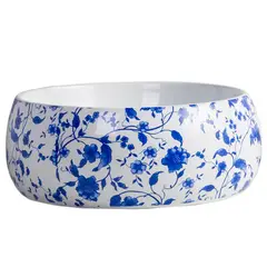 DOMSA - Lavamanos Sobrepuesto con Forma Redonda Loza 40x15.5x40 cm Blanco/Azul