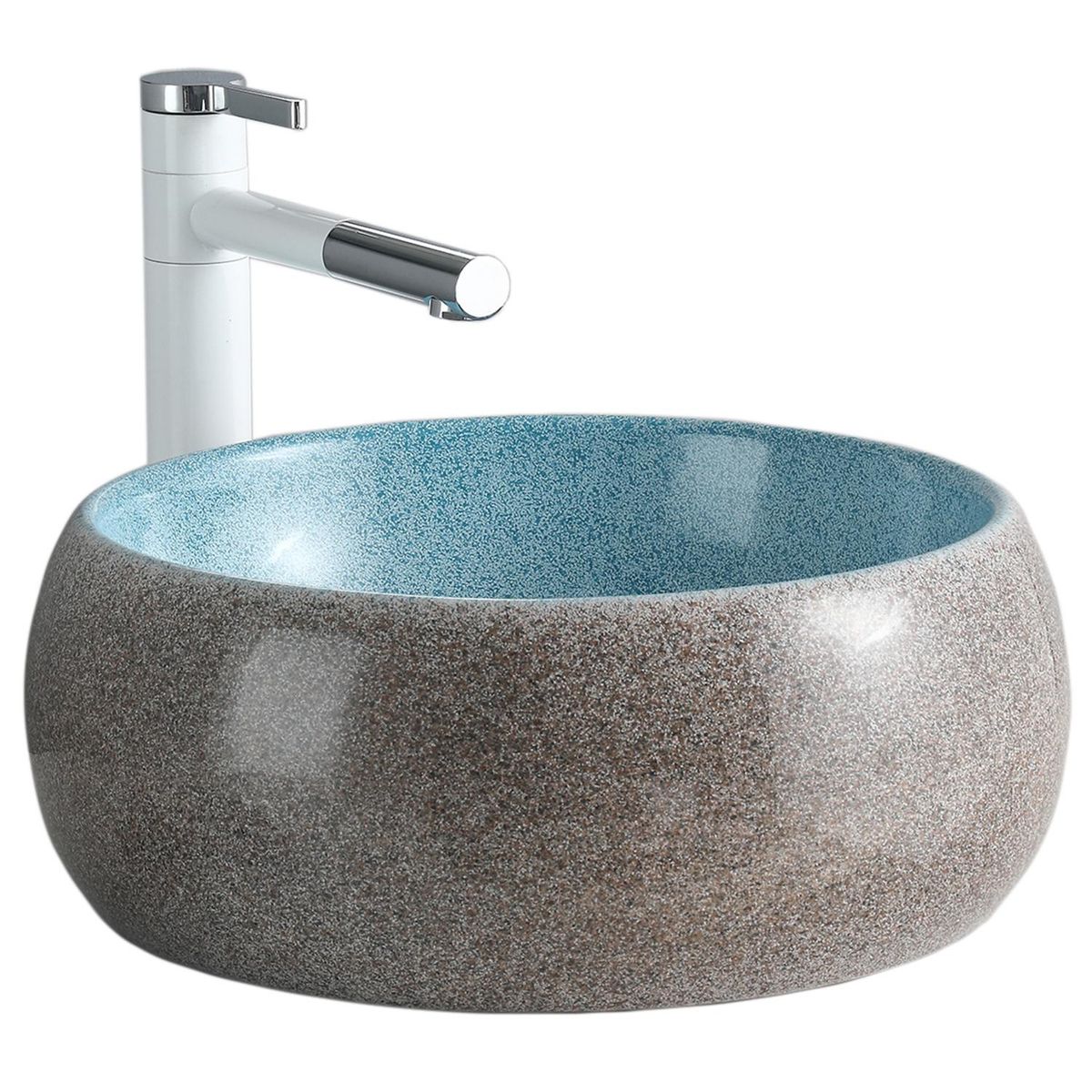 DOMSA - Lavamanos Sobrepuesto Forma Redonda Loza 40x15.5x40 cm Gris/Azul