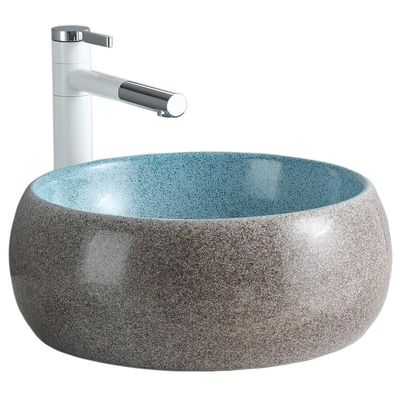 Imagen 2 del producto Lavamanos Sobrepuesto Forma Redonda Loza 40x15.5x40 cm Gris/Azul