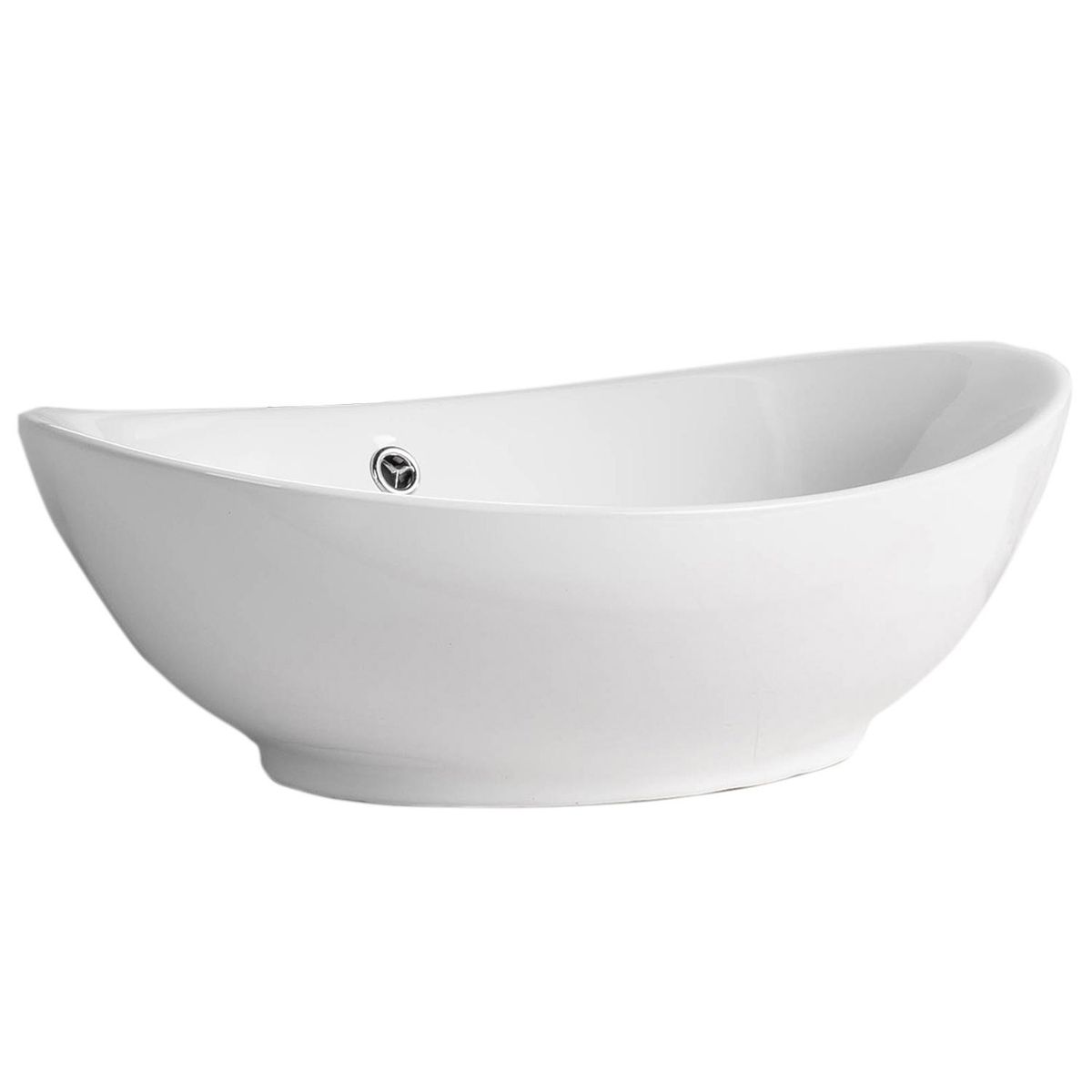 DOMSA - Lavamanos Sobrepuesto Forma Ovalada Loza 59x19x38 cm Blanco