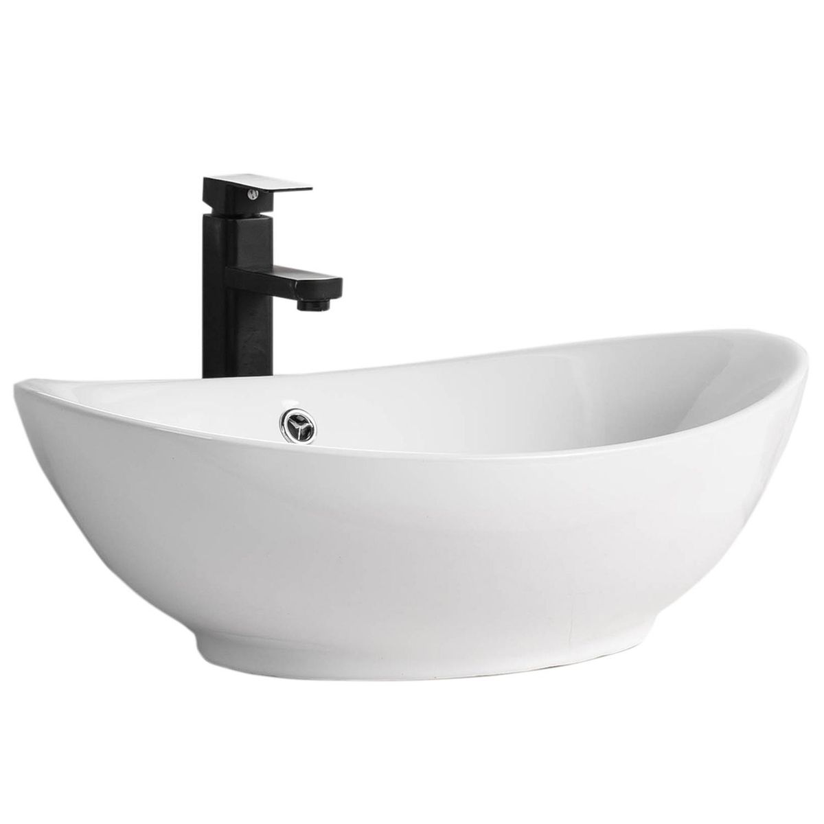 DOMSA - Lavamanos Sobrepuesto Forma Ovalada Loza 59x19x38 cm Blanco