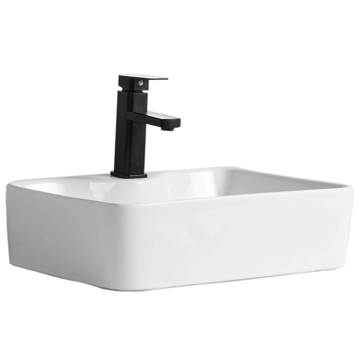 DOMSA - Lavamanos Sobrepuesto Forma Rectangular Loza 48x13.5x37 cm Blanco