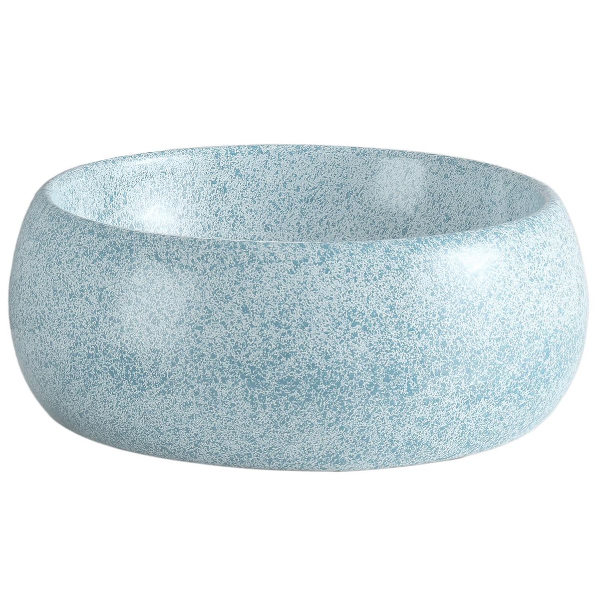 DOMSA - Lavamanos Sobrepuesto Forma Redonda Loza 40x15.5x40 cm Celeste