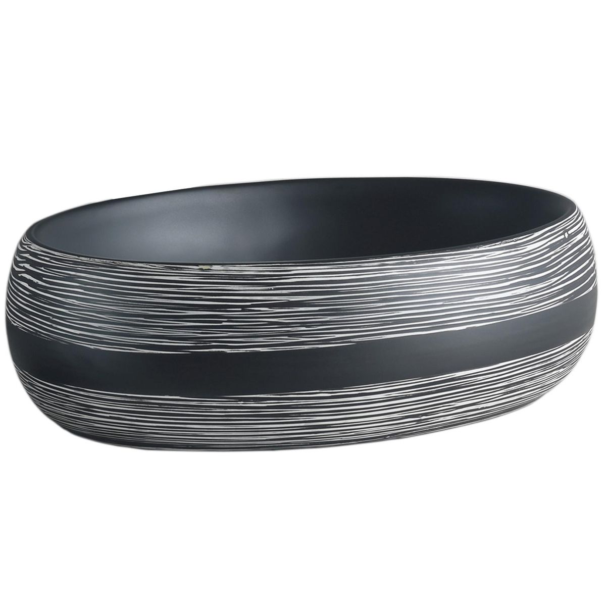 DOMSA - Lavamanos Sobrepuesto Forma Redonda Loza 47.5x14.5x34 cm Negro