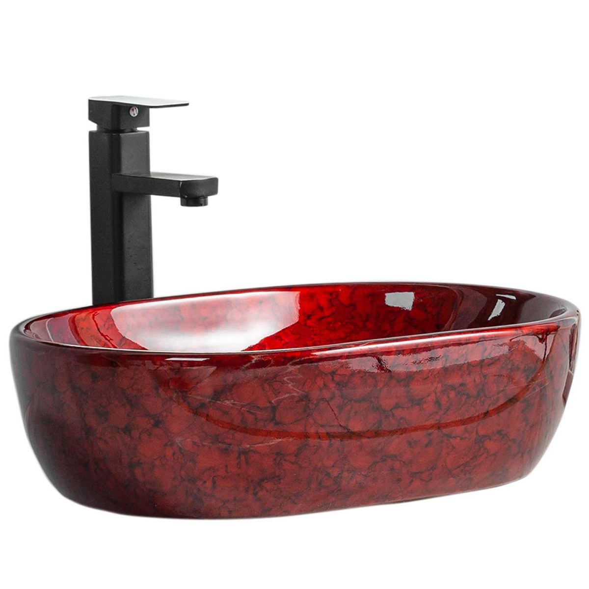 DOMSA - Lavamanos Sobrepuesto Forma Rectangular Loza 47.5x14.5x34 cm Rojo