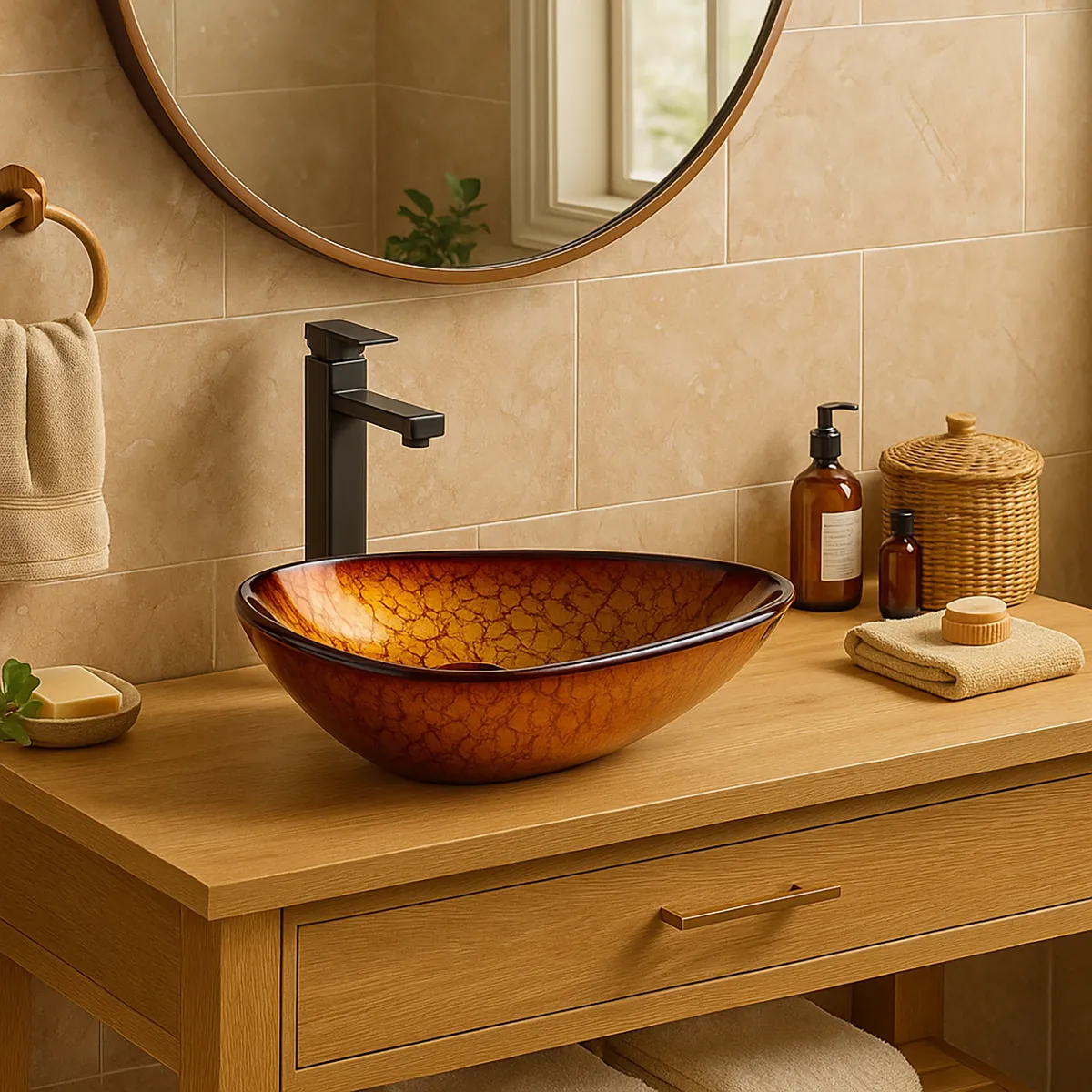 DOMSA - Lavamanos Sobrepuesto Forma Triangular Loza 59x13x39 cm Café