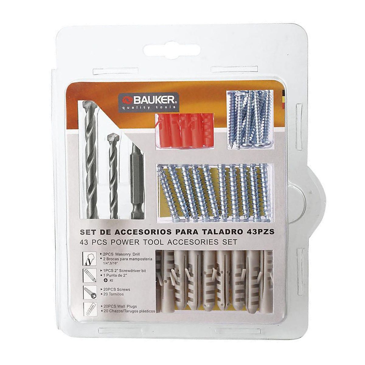 BAUKER - Set 43 accesorios para taladro bauker