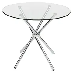 JUST HOME COLLECTION - Mesa Vidrio Redonda Transparente/plata 90x75x90 cm