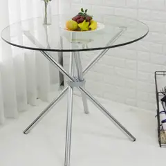 JUST HOME COLLECTION - Mesa Vidrio Redonda Transparente/plata 90x75x90 cm