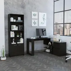 TUHOME - Set Escritorio + Estante Wengue