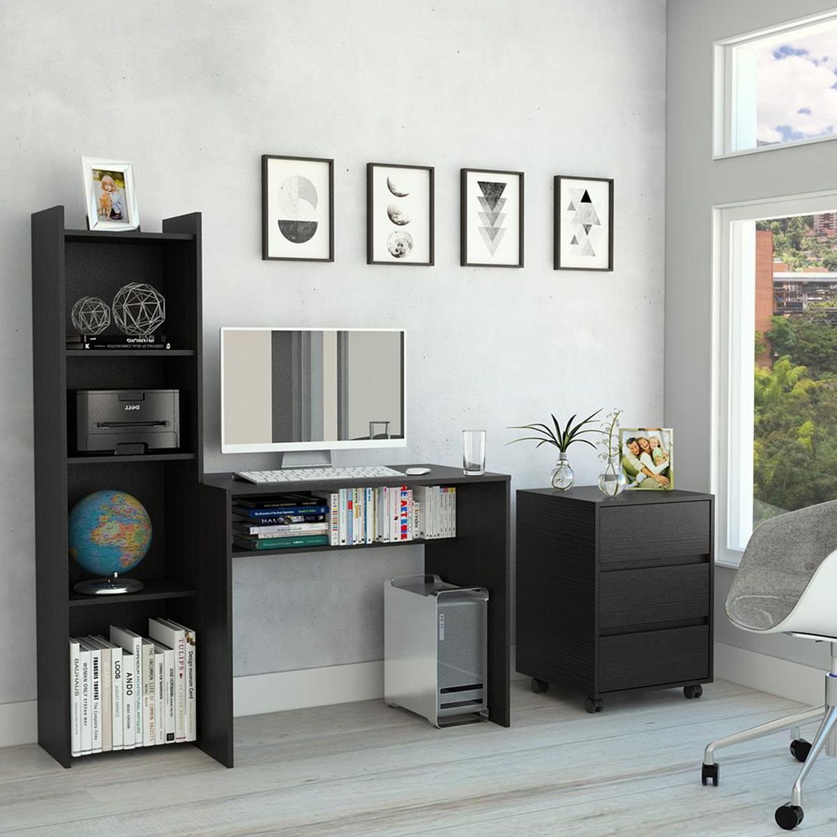 TUHOME - Set escritorio + cajonera wengue