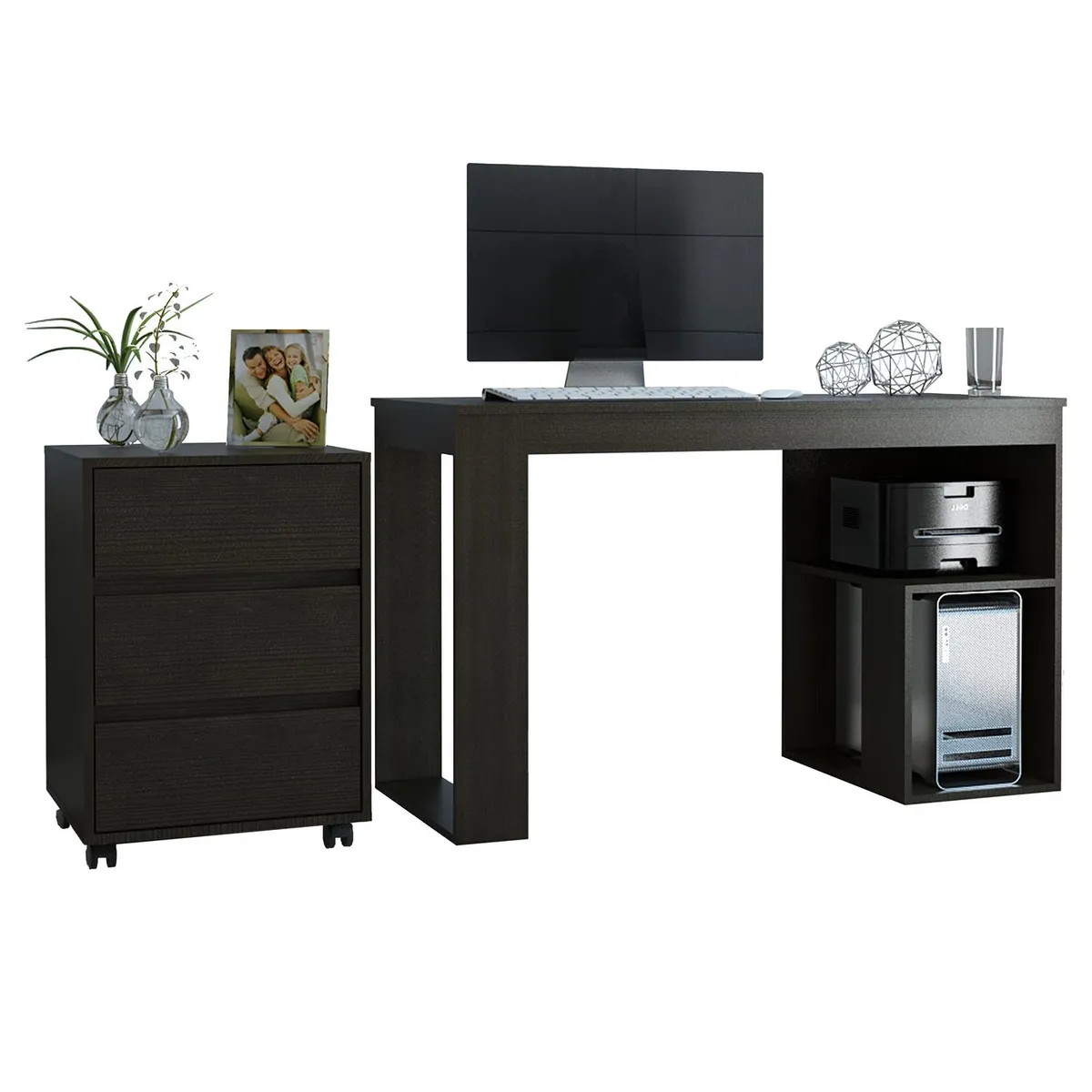 TUHOME - Set escritorio + cajonera wengue