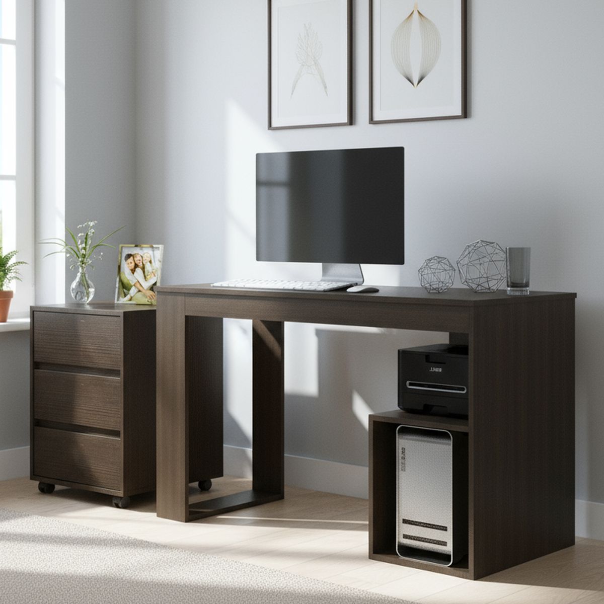 TUHOME - Set escritorio + cajonera wengue