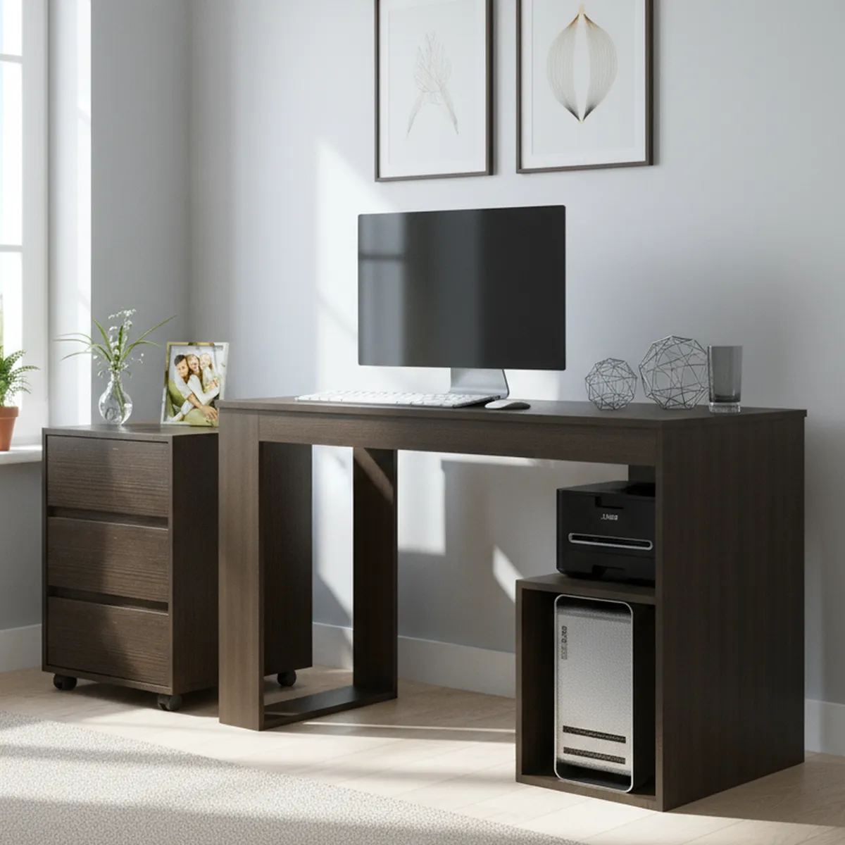 TUHOME - Set escritorio + cajonera wengue