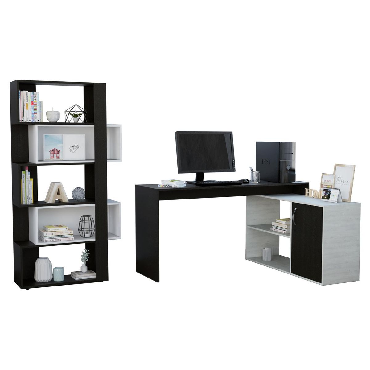 TUHOME - Set escritorio + estante wengue