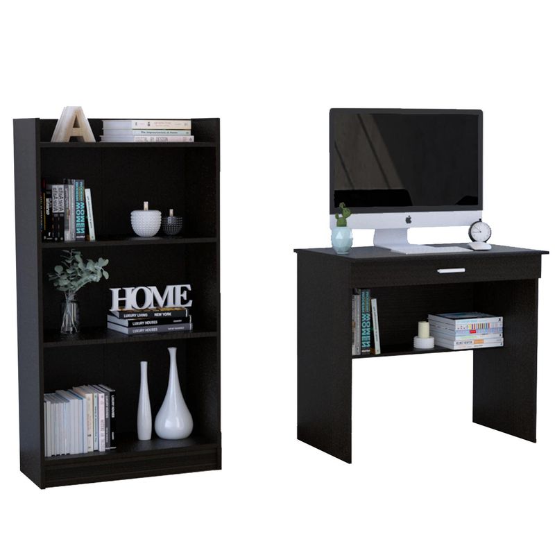 TUHOME - Set escritorio + estante wengue