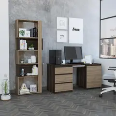 TUHOME - Set escritorio + estante habano/miel