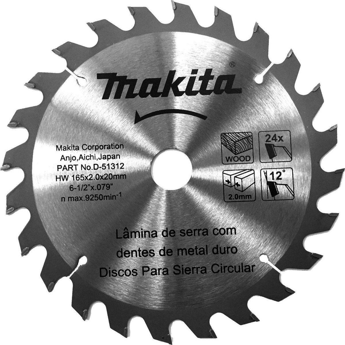 MAKITA - Disco de sierra circular 6 1/2" 24 dientes