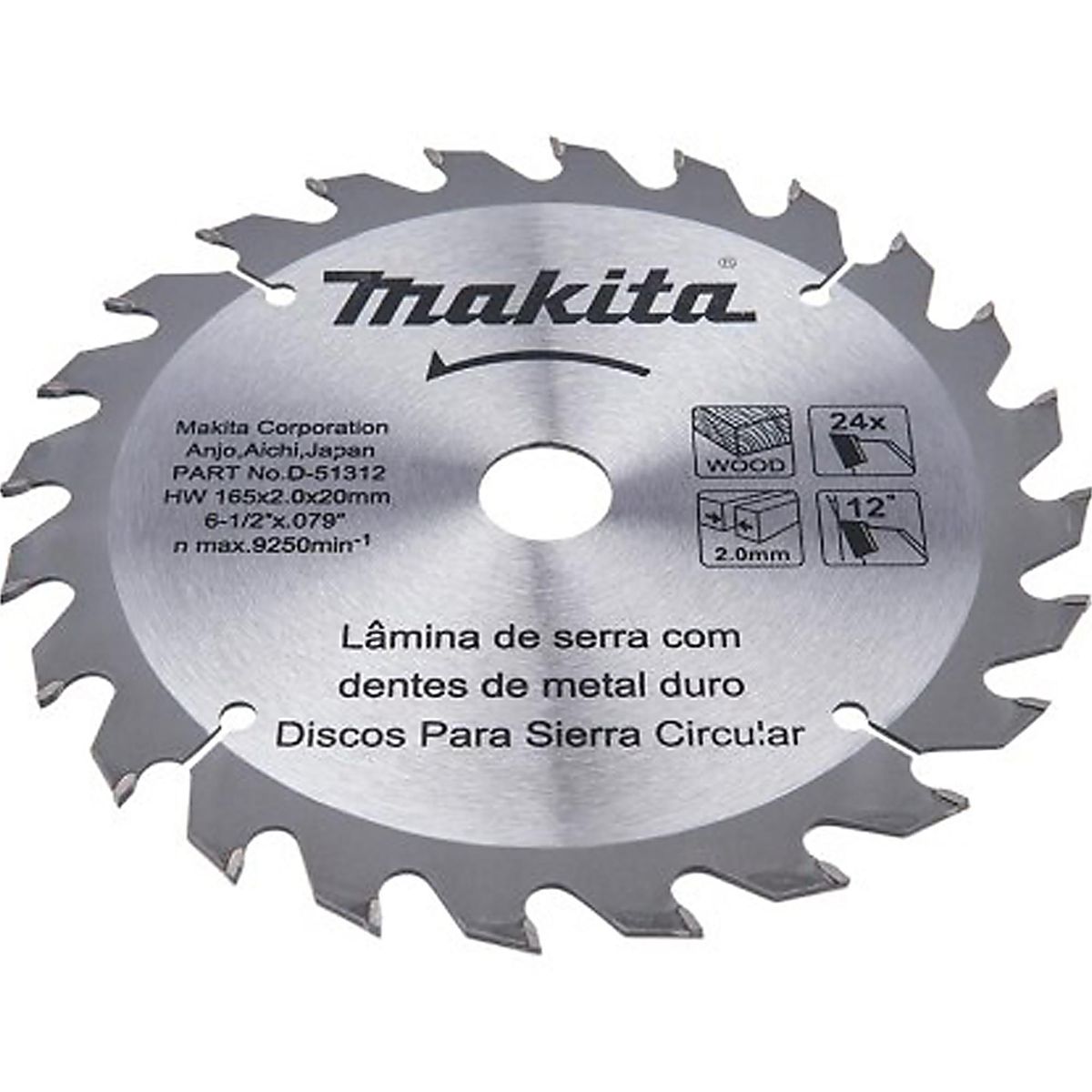 MAKITA - Disco de sierra circular 6 1/2" 24 dientes