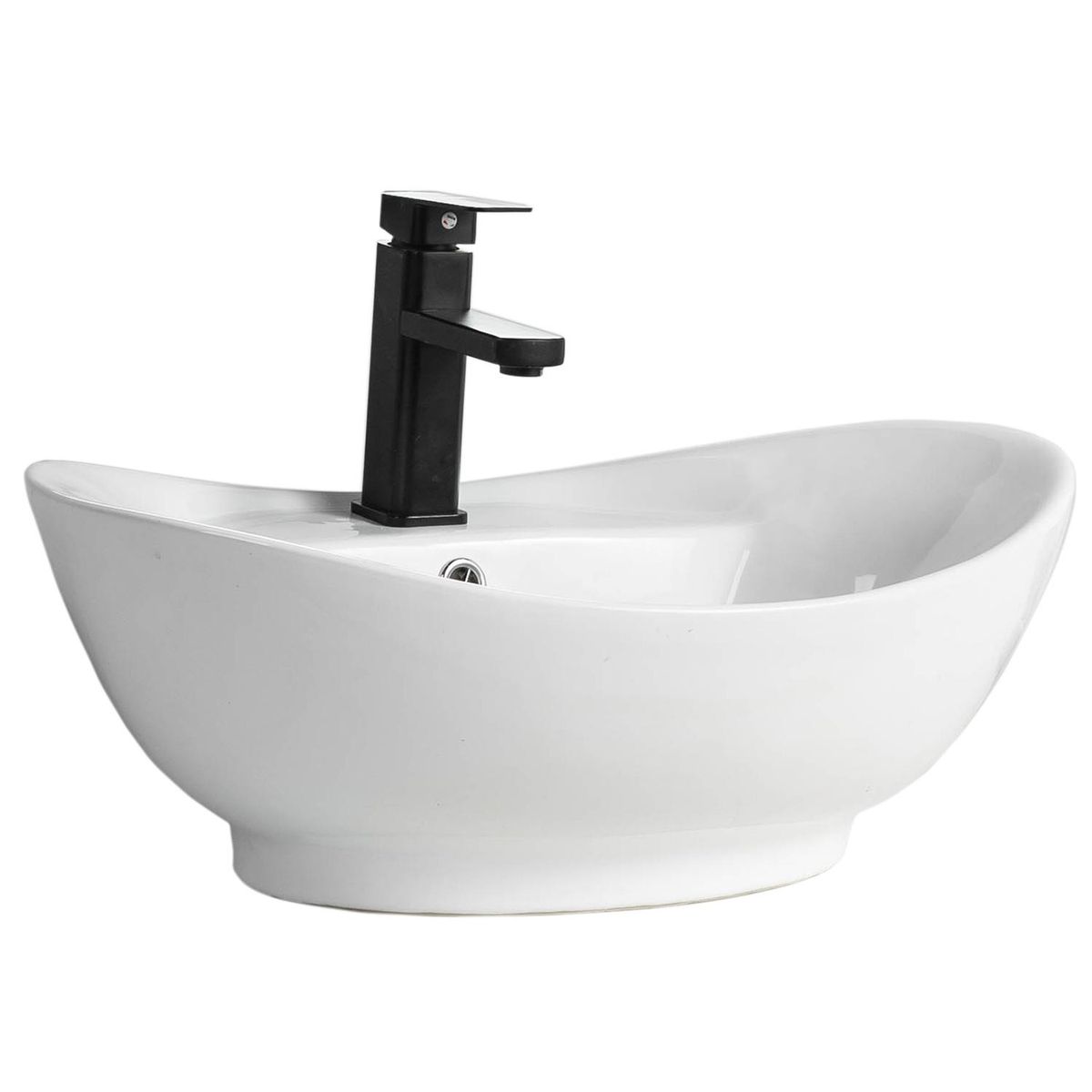 DOMSA - Lavamanos Sobrepuesto Forma Ovalada Loza 59x21x39 cm Blanco