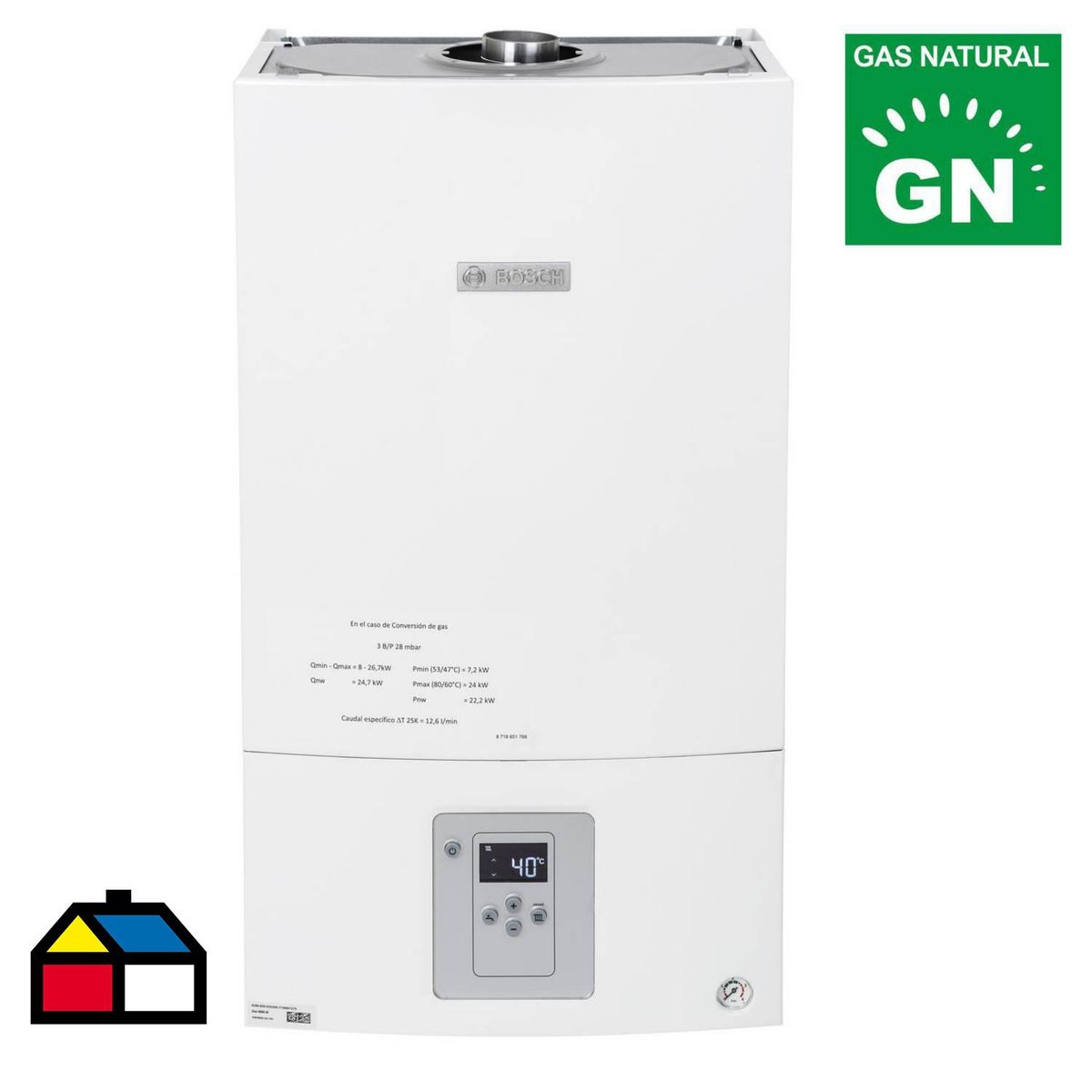 BOSCH - Caldera Wbn6000 Gas Natural 16 Litros 28 kW de Muro