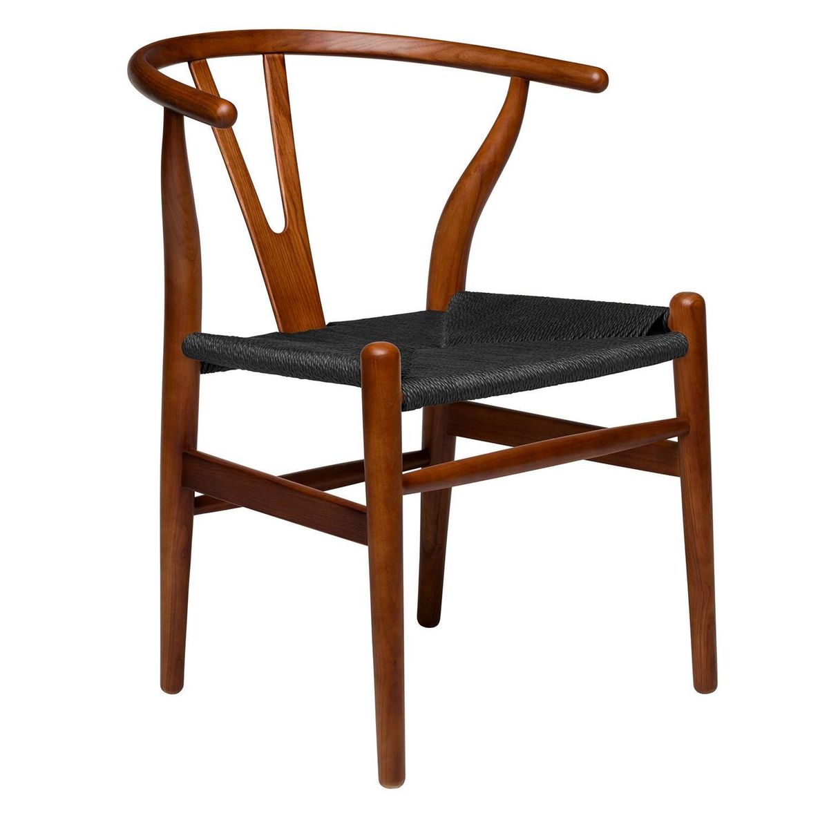 DE PIES A CABEZA - Silla Wishbone Negro/Café 76x56x52 cm