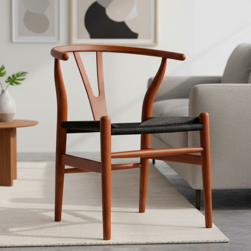 DE PIES A CABEZA - Silla Wishbone Negro/Café 76x56x52 cm