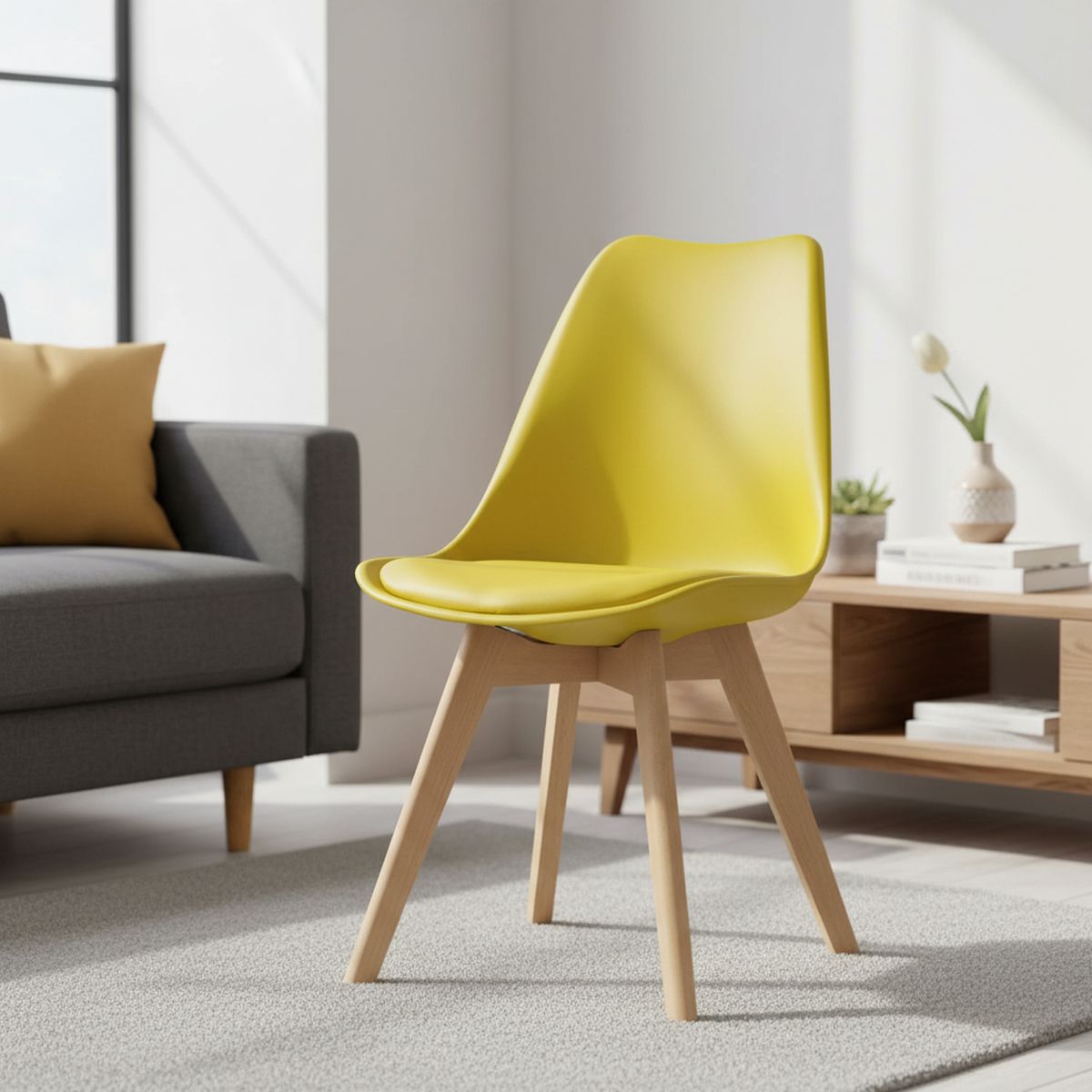 DE PIES A CABEZA - Silla Tulipán Amarillo 82x42x56 cm