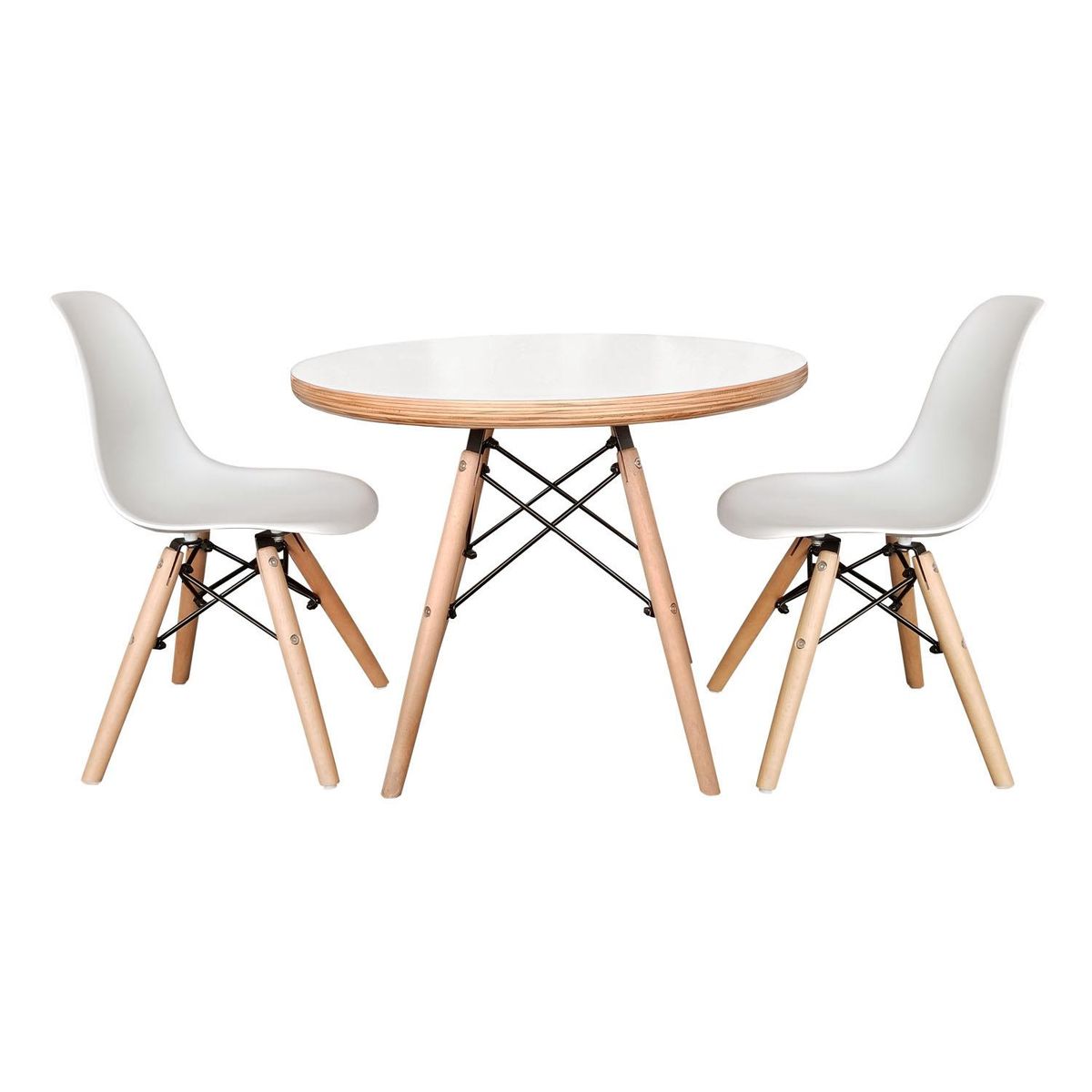 DE PIES A CABEZA - Set mesa + 2 sillas de niño blanco