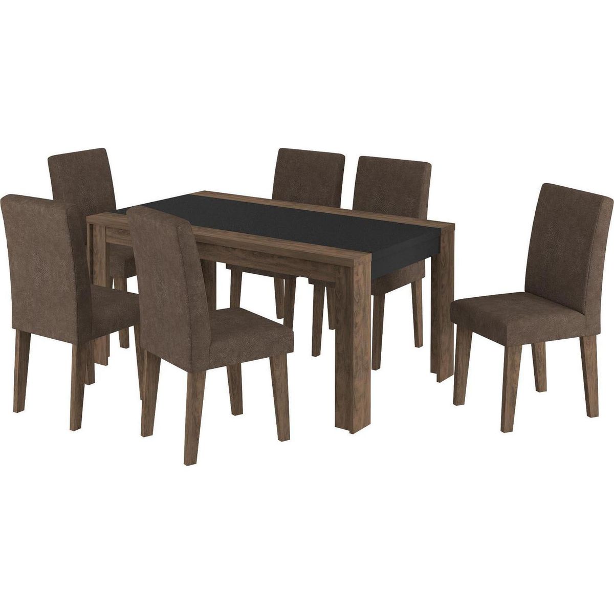 DECOCASA - Juego de Comedor Lorenzi 6 Sillas Mesa Rectangular 90x77x160 cm Chocolate