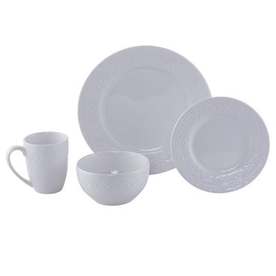 Imagen 2 del producto Juego de Loza 16 Piezas Porcelana Textura Blanco
