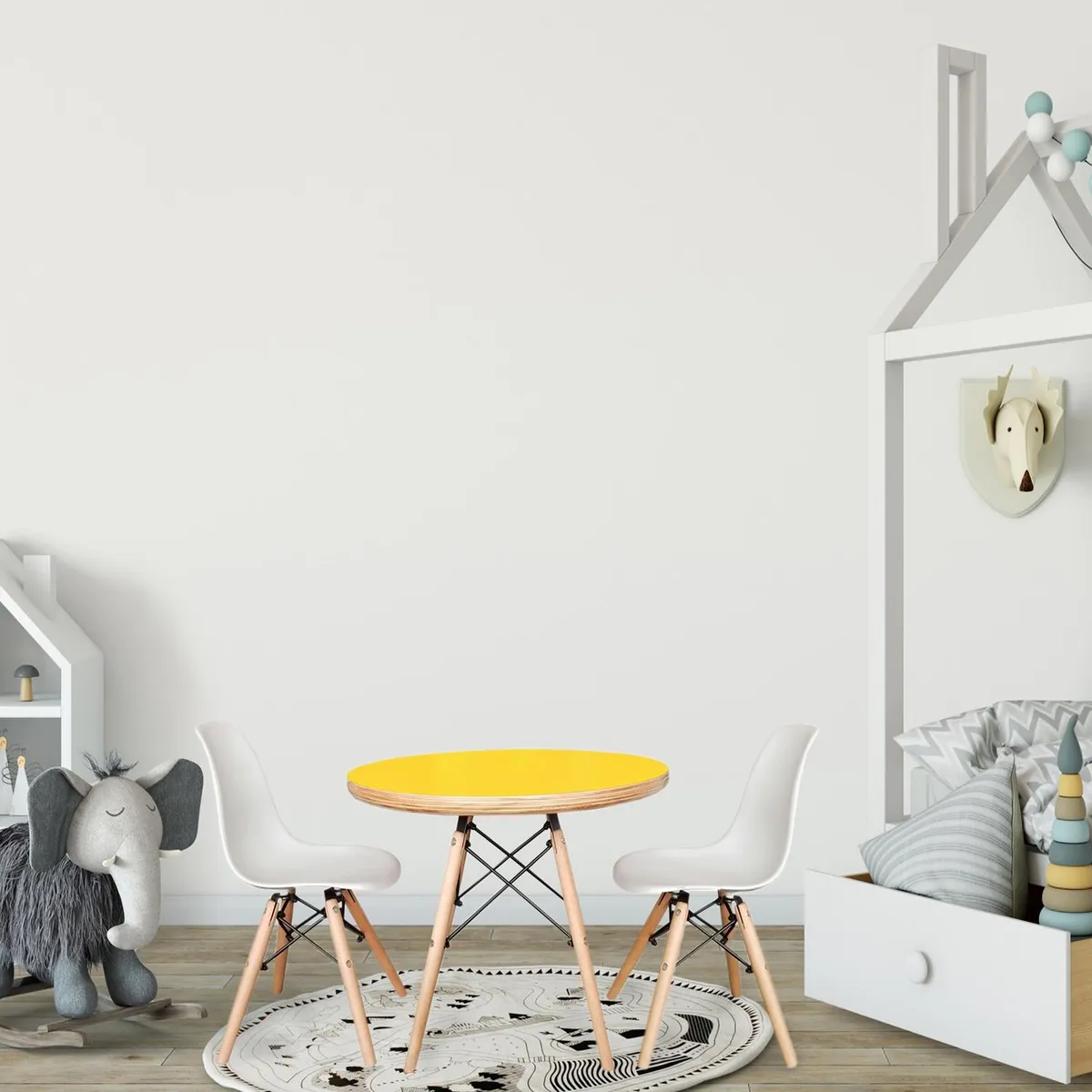 DE PIES A CABEZA - Mesa Eames Niño Amarillo 60x46x46 cm