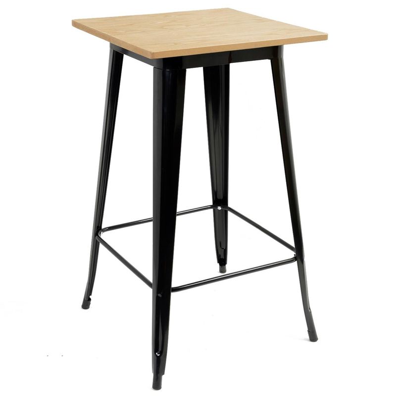 DE PIES A CABEZA - Mesa tipo bar tolix 60x60 cm madera