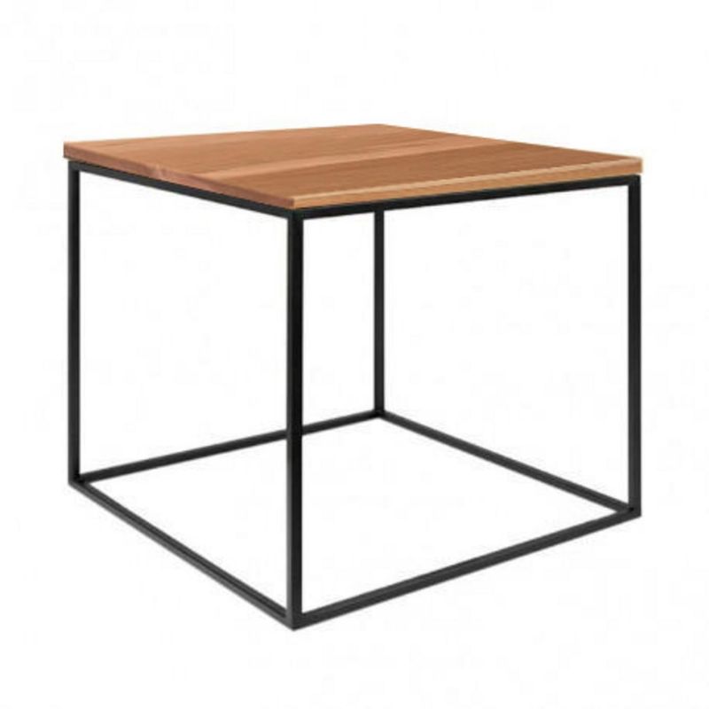 DE PIES A CABEZA - Mesa cubo 50x50 cm negra con madera lenga