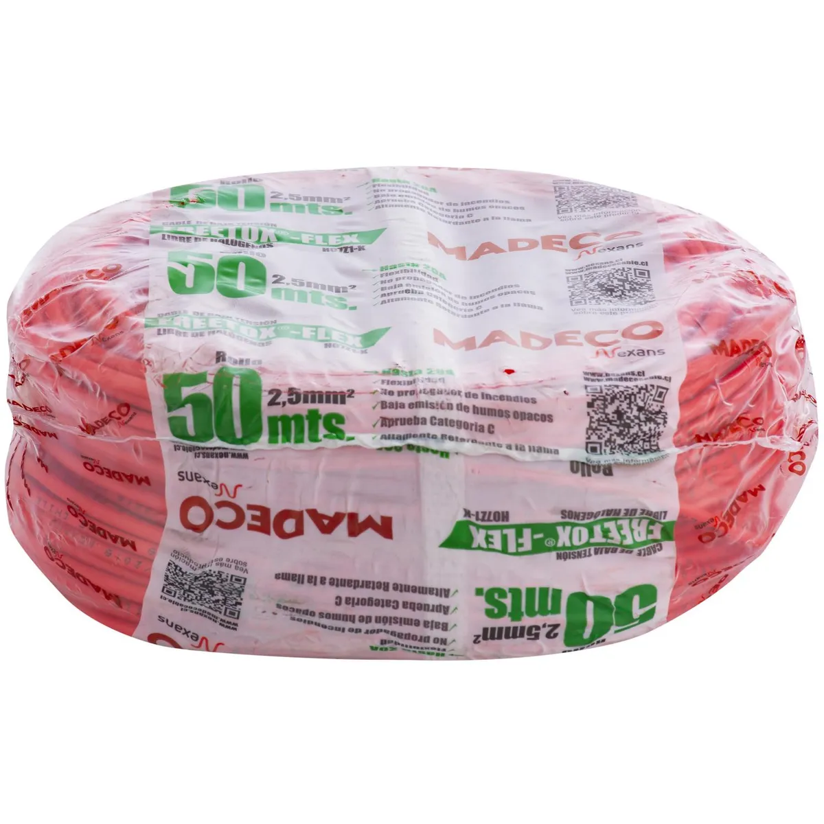 MADECO - Cable Libre de Halógenos H07Z1-K 1x2,5 mm2 Rojo 50 metro(s) 