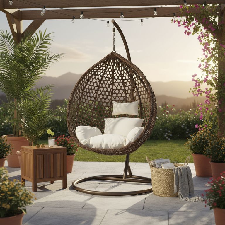 Silla colgante rattan 195x105x75cm