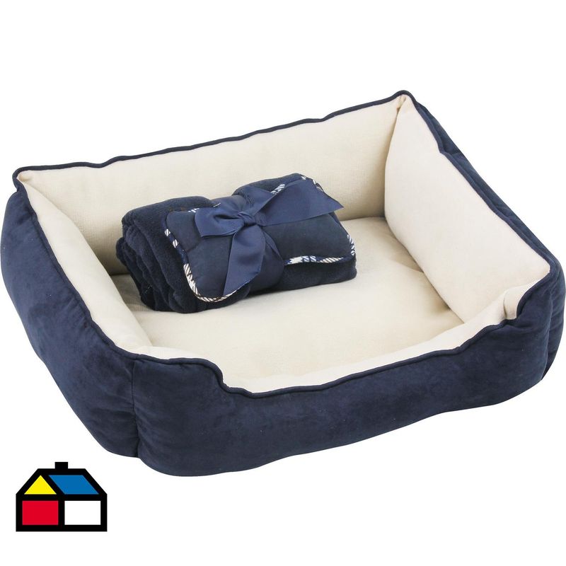 PAWISE - 3 en 1 Cama/Manta/Cojín para Perro 18x43x56 cm Azul