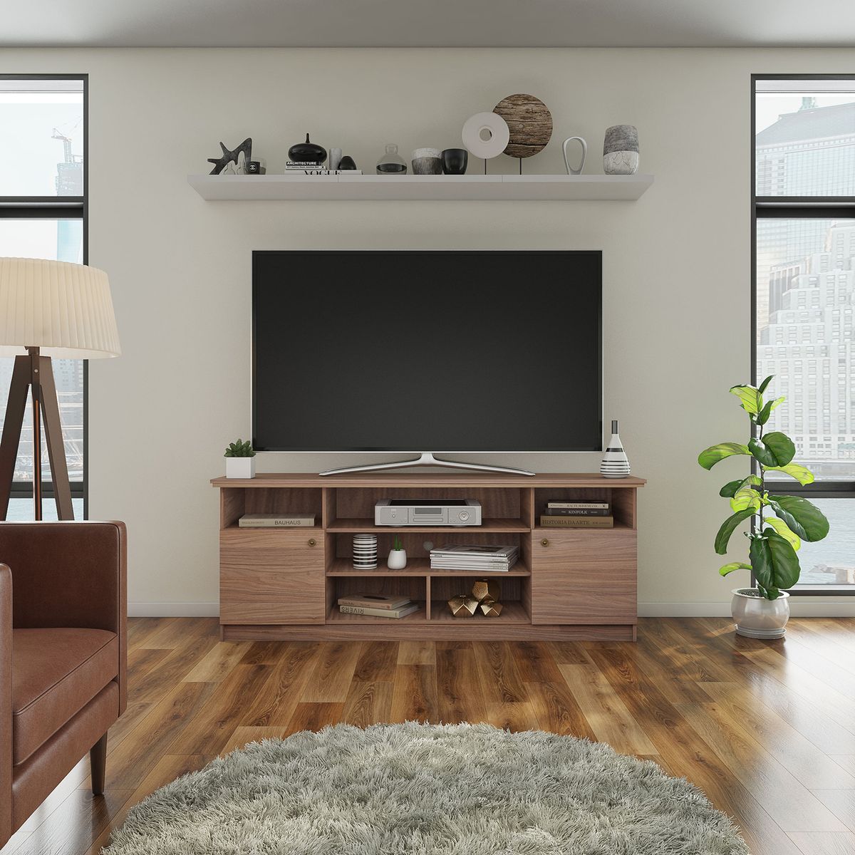 Rack clasico 65x48x170 cm walnut, marca CIC - Foto Principal