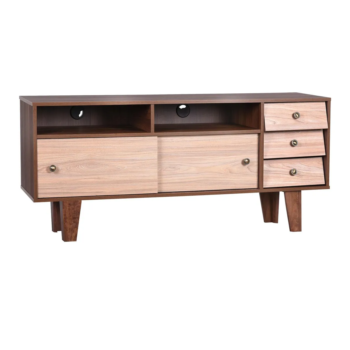 CIC - Rack 3 cajones 63x40x140 cm nogal