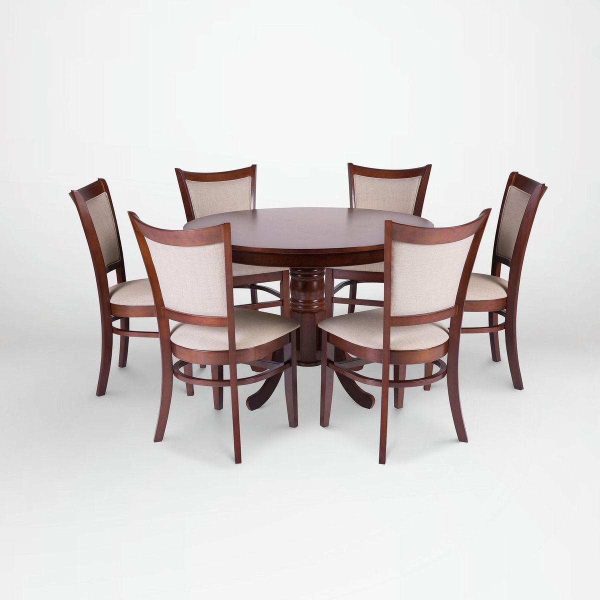 CIC - Juego de Comedor Calabria 6 Sillas Mesa Redonda 106x75x106 cm Café