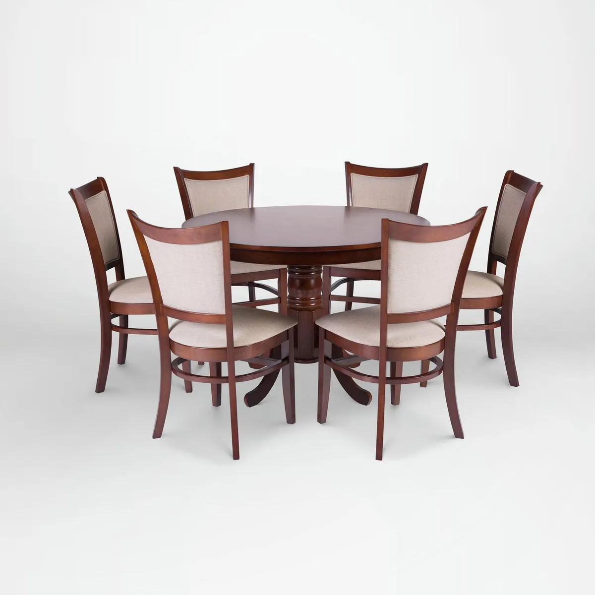 CIC - Juego de Comedor Calabria 6 Sillas Mesa Redonda 106x75x106 cm Café