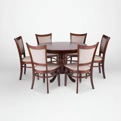 CIC - Juego de Comedor Calabria 6 Sillas Mesa Redonda 106x75x106 cm Café