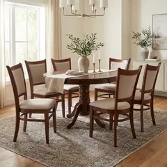 CIC - Juego de Comedor Calabria 6 Sillas Mesa Redonda 106x75x106 cm Café