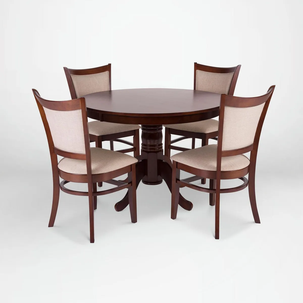 CIC - Juego de Comedor Calabria 4 Sillas Mesa Redonda 106x75x106 cm Café