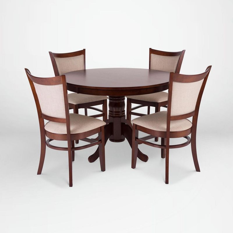 CIC - Juego de Comedor Calabria 4 Sillas Mesa Redonda 106x75x106 cm Café