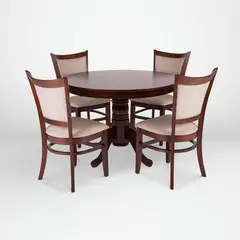 CIC - Juego de Comedor Calabria 4 Sillas Mesa Redonda 106x75x106 cm Café