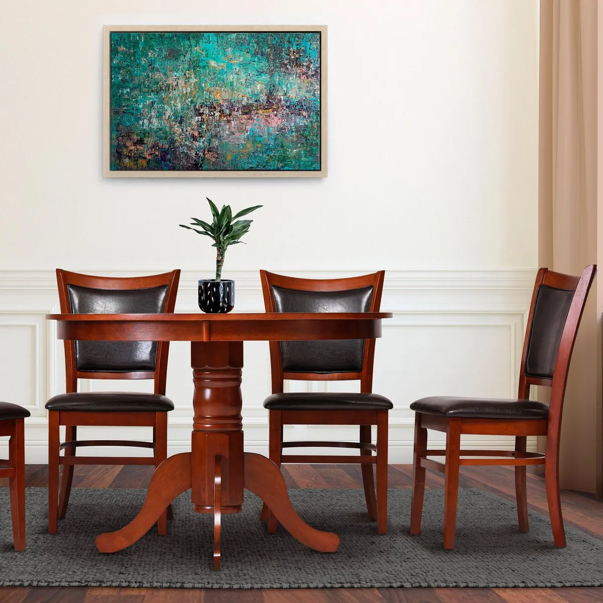 CIC - Juego de Comedor Calabria 6 Sillas Mesa Redonda 106x75x106 cm Café